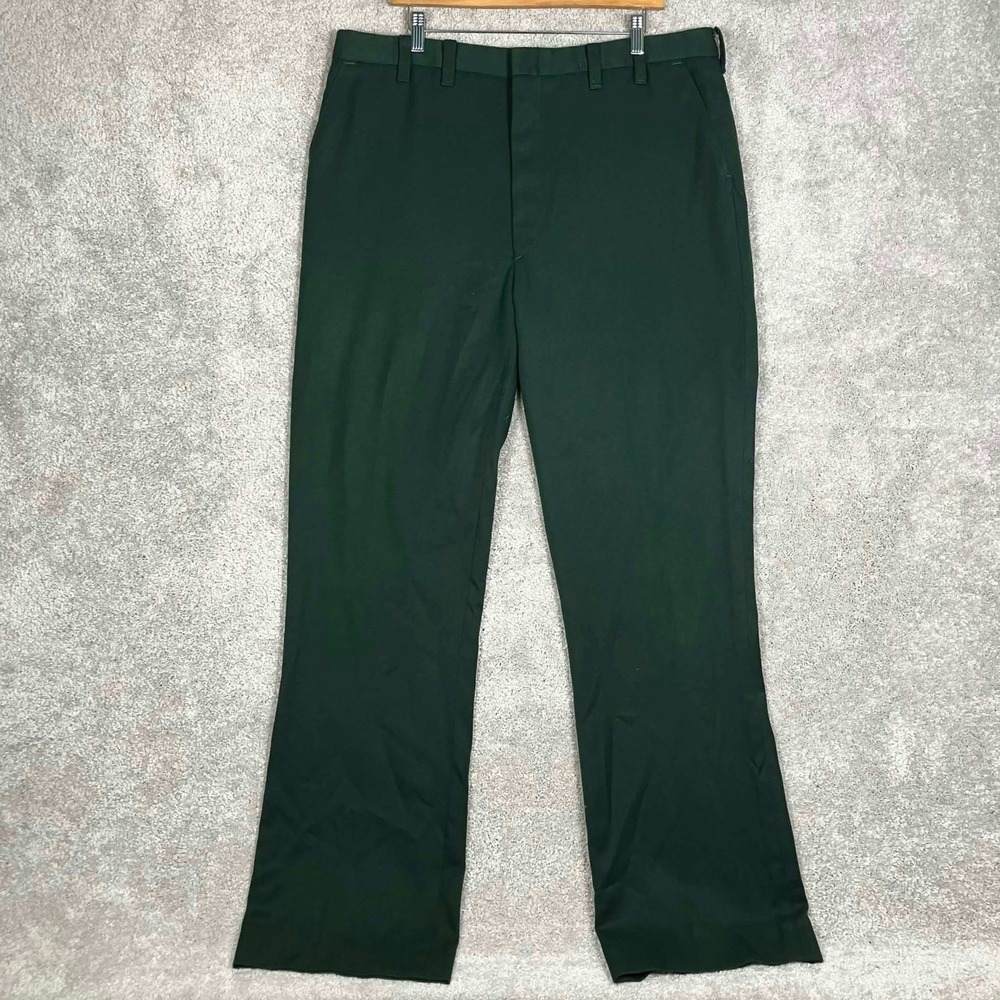 VTG Riverside Mens Green Work Pants Permanent Press Scovill Zip Made USA 40x31
